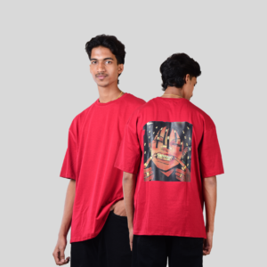 Men Maroon Cheeky Smile Oversized Printed T-Shirt