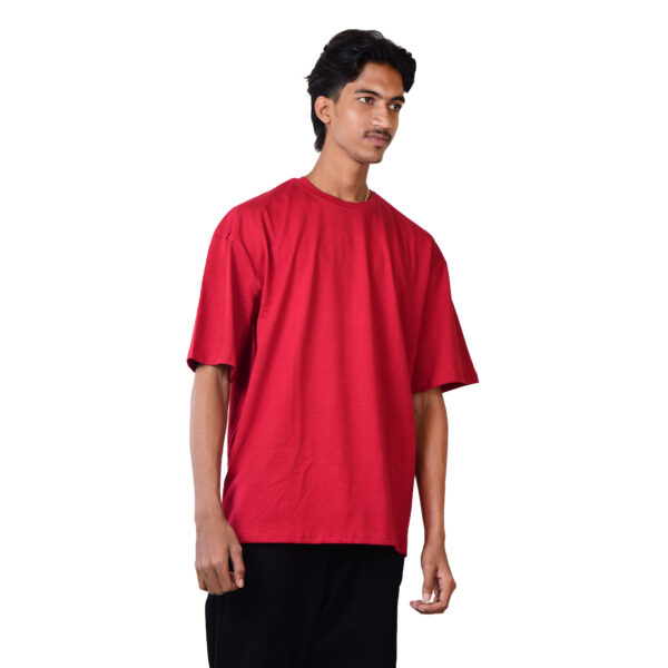 Men Maroon Cheeky Smile Oversized Printed T-Shirt - Image 3
