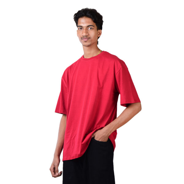 Men Maroon Cheeky Smile Oversized Printed T-Shirt - Image 4