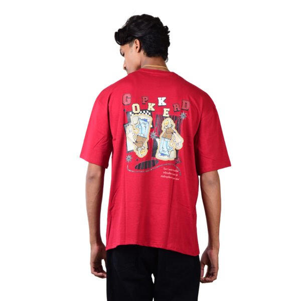Men Maroon Sound Swag Oversized Printed T-Shirt - Image 5