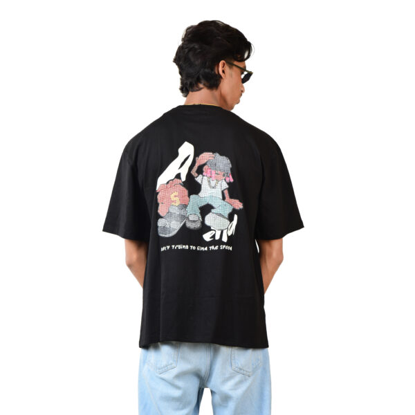 Men Black Skate Bandit Oversized Printed T-Shirt - Image 4