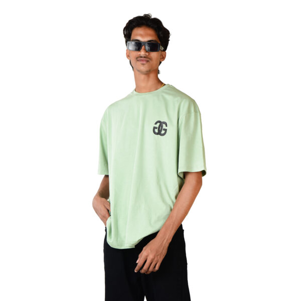 Men Teal Green Drip Dollar Oversized Printed T-Shirt - Image 2