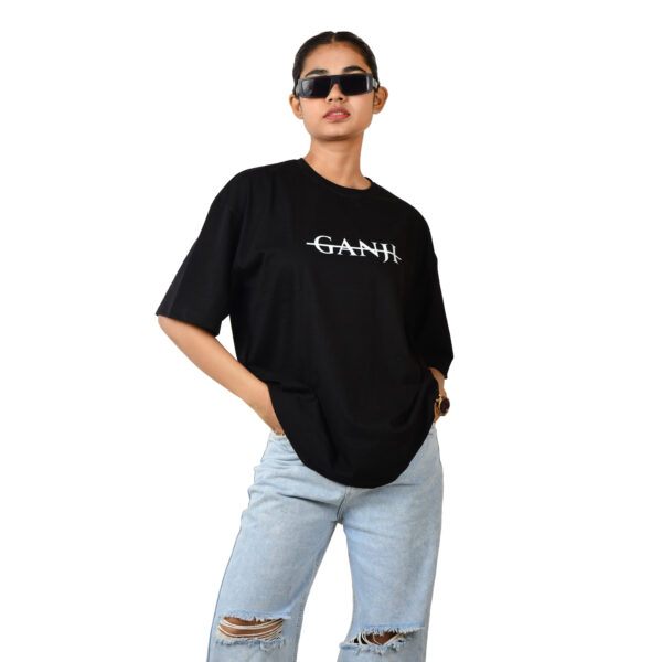 Women Black Aborfend Vibes Oversized Printed T-Shirt - Image 3