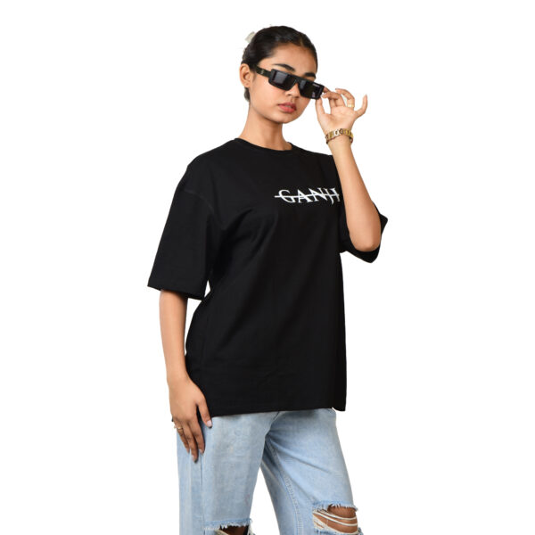 Women Black Aborfend Vibes Oversized Printed T-Shirt - Image 5