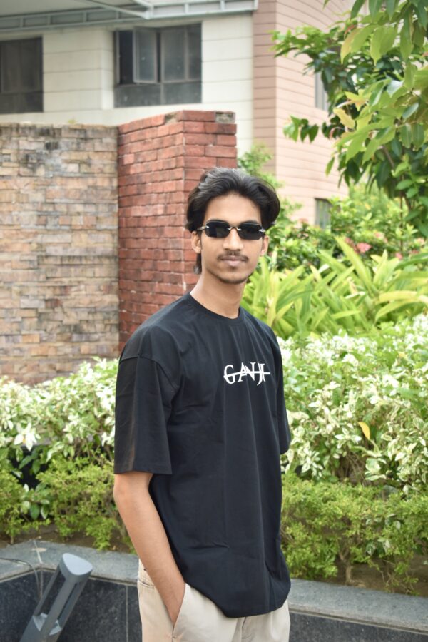 Men Black Skate Bandit Oversized Printed T-Shirt